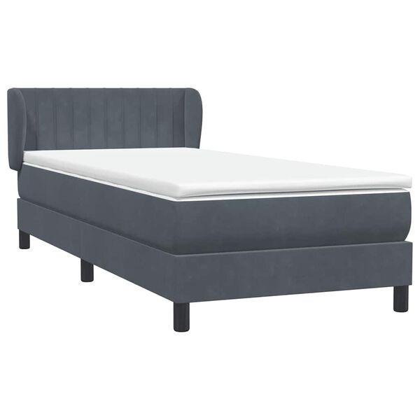 vidaXL Boxspringbett mit Matratze Dunkelgrau 90x210 cm Samt