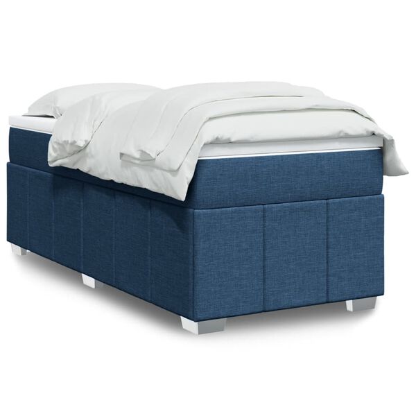 vidaXL Boxspringbett mit Matratze Blau 90x190 cm Stoff