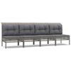 vidaXL 4-tlg. Garten-Lounge-Set mit Kissen Grau Poly Rattan