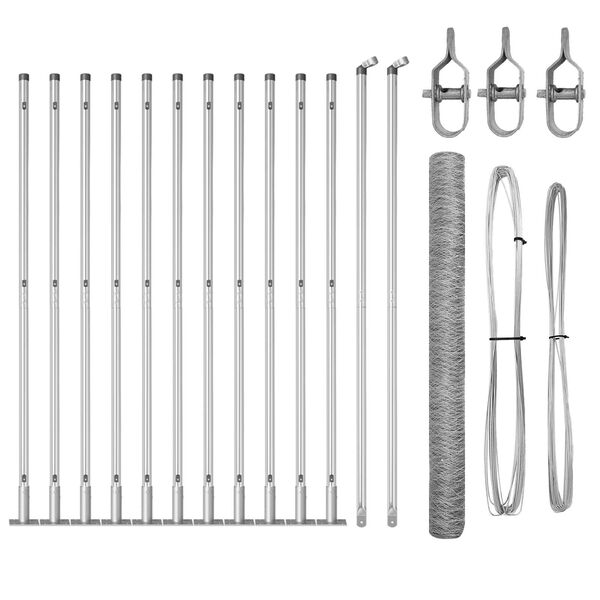 vidaXL Zaunpfosten Silber 25 x 1,4 m (36 mm Maschen) Stahl