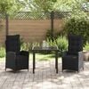 vidaXL Garten Essgruppe mit Kissen 3 pcs Schwarz Poly-Rattan