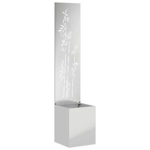 vidaXL Garten Sichtschutz-Leinwand Floral Silber 32 x 32 x 150 cm