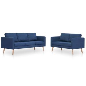 vidaXL 2-tlg. Sofagarnitur Stoff Blau