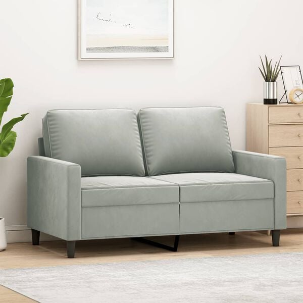 vidaXL 2-Sitzer-Sofa Hellgrau 120 cm Samt