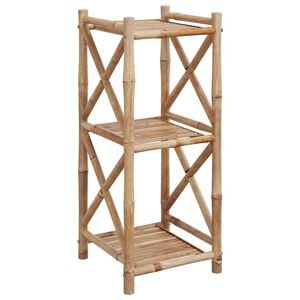 vidaXL Standregal mit 3 B&ouml;den Quadratisch Bambus