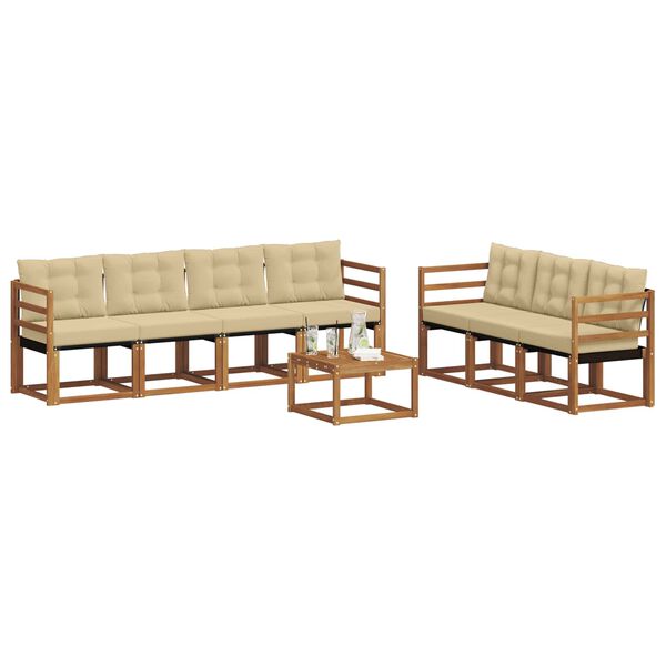 vidaXL Outdoor-Sofagarnitur mit Kissen 8 pcs Natur und Beige