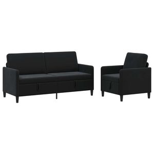 vidaXL Sofa Set mit Stauraum 2 stk. Schwarz Polyester