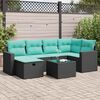 vidaXL 7-tlg. Garten-Sofagarnitur mit Kissen Schwarz Poly Rattan