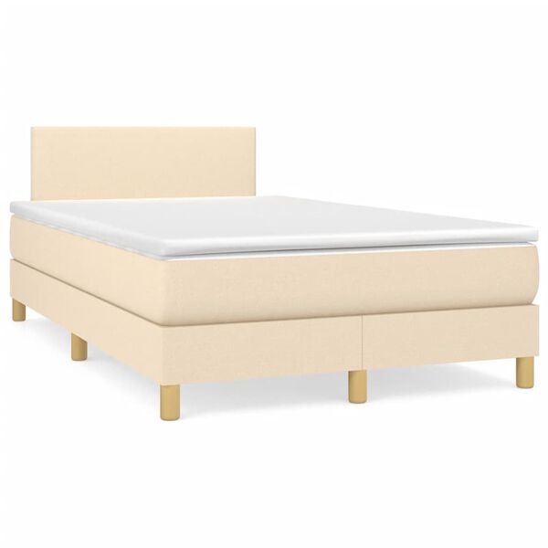 vidaXL Boxspringbett mit Matratze & LED Creme 120x190 cm Stoff