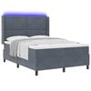 vidaXL Boxspringbett mit Matratze mit LED Dunkelgrau 140 x 200 cm Samt
