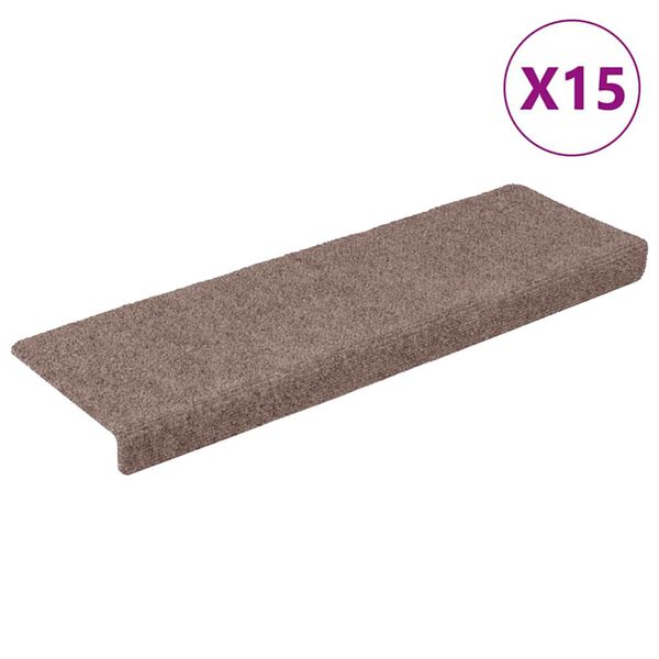 vidaXL Stufenmatten Selbstklebend 15 Stk. 65x21x4 cm Hellbraun Rechteckiger Rand
