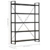vidaXL Bücherregal 5 Fächer Schwarz 140x30x180 cm Mango Massivholz