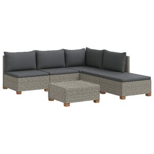 vidaXL 6 Stk. Rattan-Lounge-Set mit Kissen GENDT Naturrattan Kubu Grau