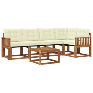 vidaXL Outdoor-Sofagarnitur mit Kissen 6 pcs Natur und Creme