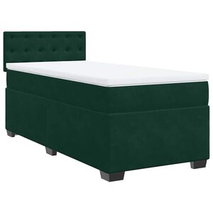 vidaXL Boxspringbett mit Matratze Dunkelgr&uuml;n 90x200 cm Samt