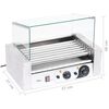 vidaXL Hotdog-Roller 7 Rollen mit Glasabdeckung 1400 W