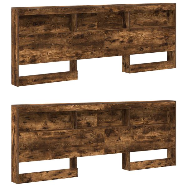 vidaXL Aufbewahrungskopfteil Ger&auml;ucherte Eiche 180 cm Holzwerkstoff