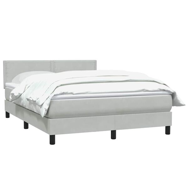 vidaXL Boxspringbett mit Matratze Hellgrau 160x210 cm Samt