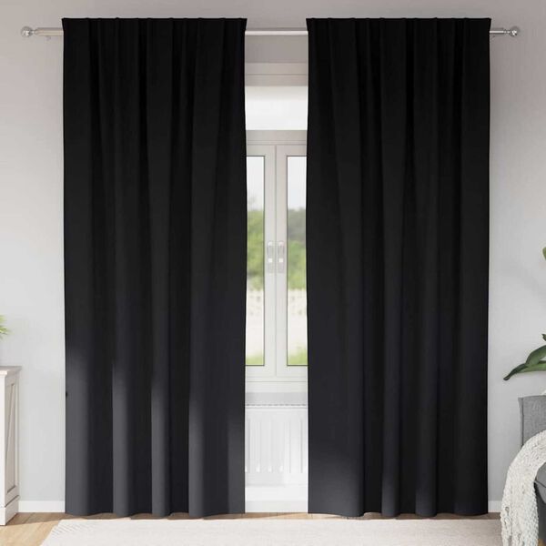 vidaXL Verdunkelungs-Vorhänge mit Ringen 2 pcs Schwarz 245 x 140 cm