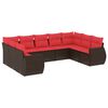 vidaXL 9-teiliges Gartensofa-Set mit Kissen, braun, Polyrattan