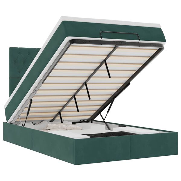 vidaXL Ottoman-Bett mit Matratzen Dunkelgr&uuml;n 120x190 cm Samt