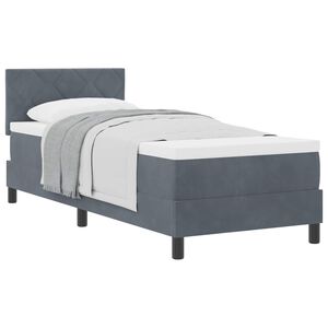 vidaXL Boxspringbett mit Matratze Dunkelgrau 80 x 200 cm Samt