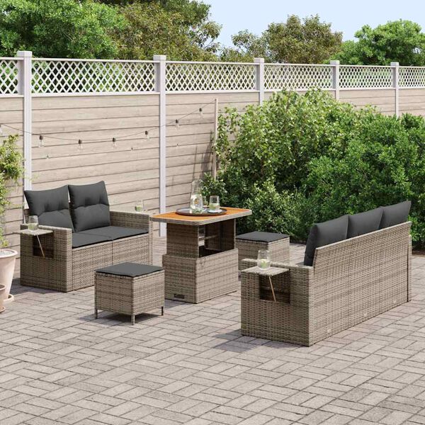 vidaXL Gartensofa-set mit Kissen 8 pcs Grau Poly-Rattan