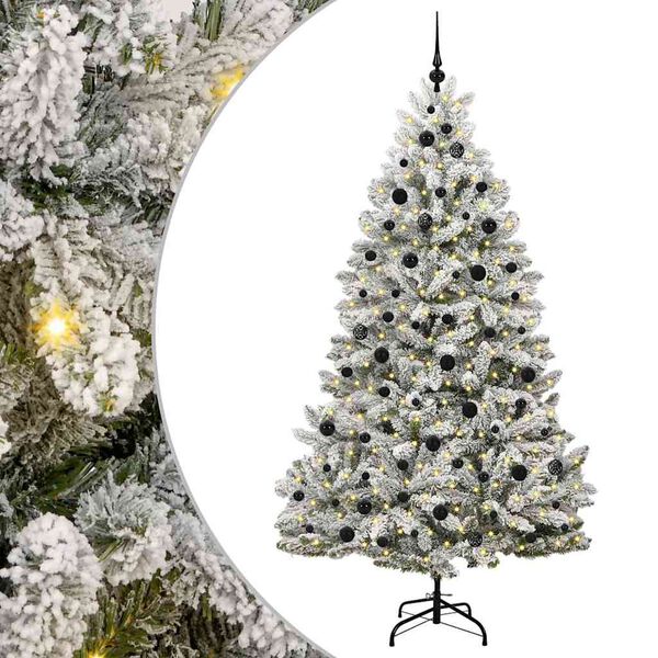 vidaXL K&uuml;nstlicher Weihnachtsbaum Gr&uuml;n und Wei&szlig; 210 cm PVC und Metall