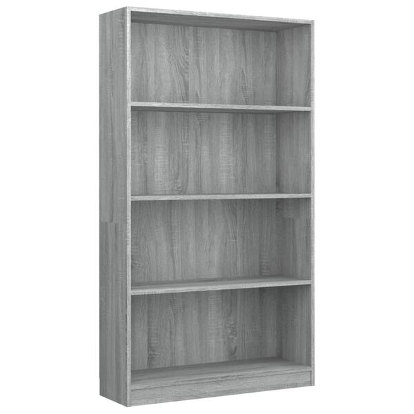 vidaXL B&uuml;cherregal 4 F&auml;cher Grau Sonoma 80x24x142 cm Holzwerkstoff