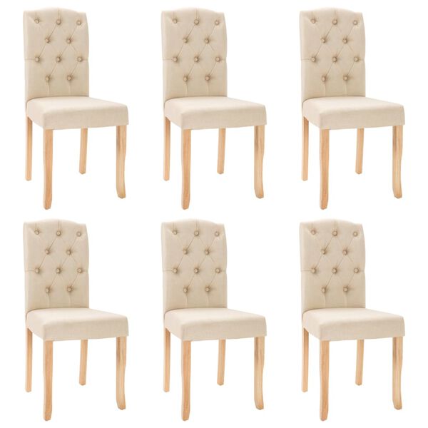 vidaXL Esszimmerst&uuml;hle 6 Stk. Creme Stoff