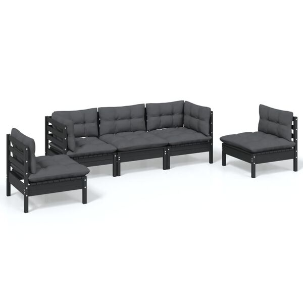 vidaXL 5-tlg. Garten-Lounge-Set mit Kissen Massivholz Kiefer