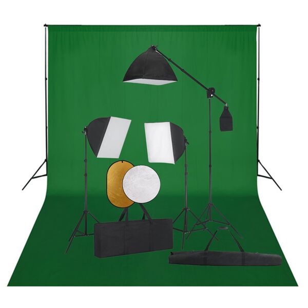 vidaXL Fotostudio-Set mit Softbox-Leuchten, Hintergrund und Reflektor