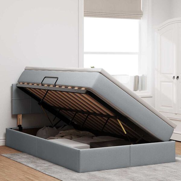 vidaXL Aufbewahrungsbett mit Matratze Hellgrau 120 x 200 cm