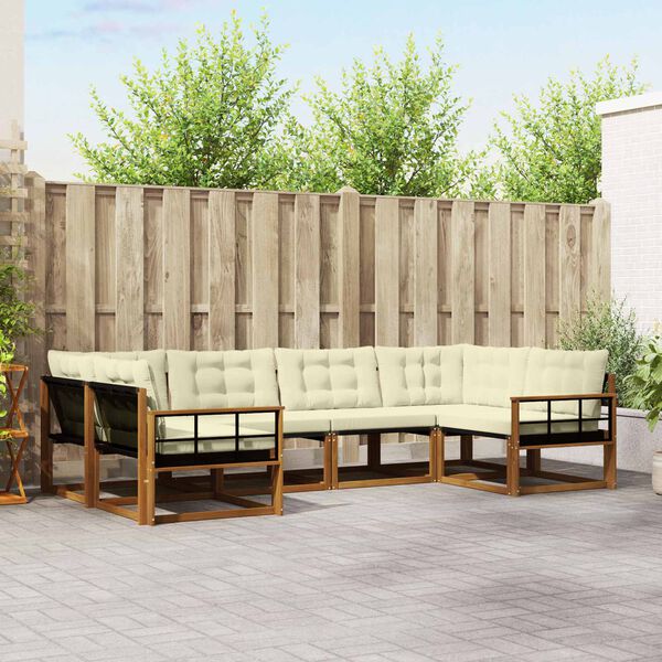 vidaXL Outdoor-Sofagarnitur mit Kissen 6 pcs Natur und Creme