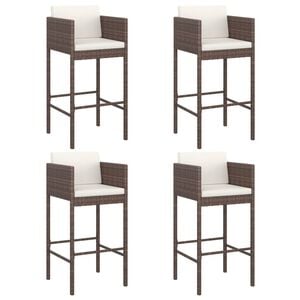 vidaXL Barhocker 4 Stk. mit Kissen Braun Poly Rattan