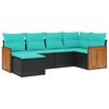 vidaXL 6-teiliges Gartensofa-Set mit Kissen, schwarzes Polyrattan