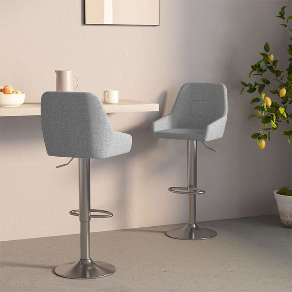 vidaXL Barhocker 2 Stk. Hellgrau Stoff