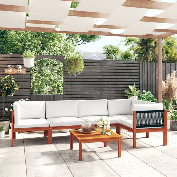 vidaXL 6-teiliges Garten-Lounge-Set mit Kissen Creme 63 x 63 cm
