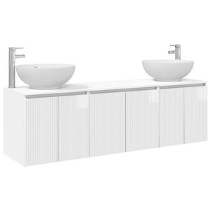 vidaXL Badezimmerschrank-Set 3 stk. Hochglanz Wei&szlig; 49,5 x 44,5 x 65 cm