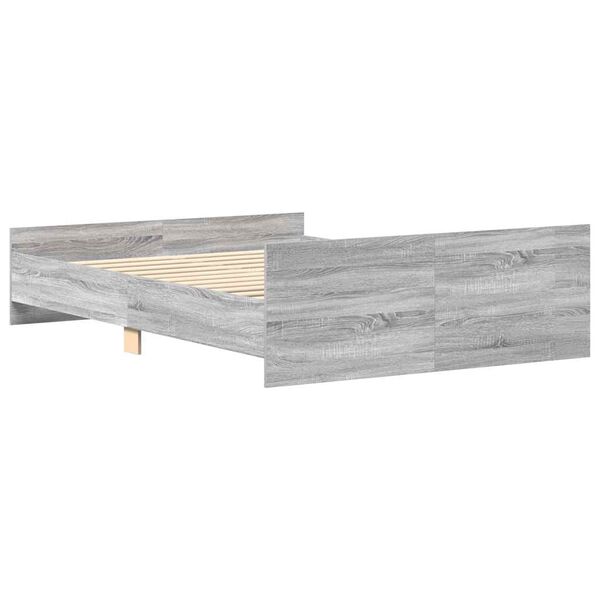 vidaXL Bettgestell mit Kopf- und Fu&szlig;teil Grau Sonoma 135x190 cm