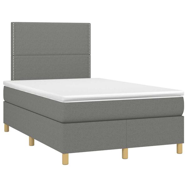vidaXL Boxspringbett mit Matratze & LED Dunkelgrau 120x190 cm Stoff