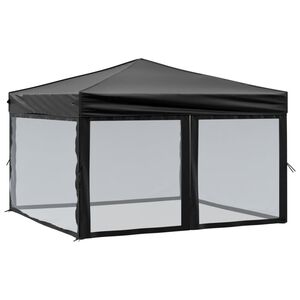 vidaXL Partyzelt Faltbar mit Seitenw&auml;nden Schwarz 3x3 m