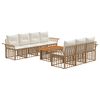 vidaXL Gartensofa-set 8 stk. Nat&uuml;rlich und Cremwei&szlig; Poly-Rattan