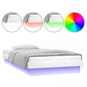 vidaXL Massivholzbett mit LED Wei&szlig; 90x200 cm