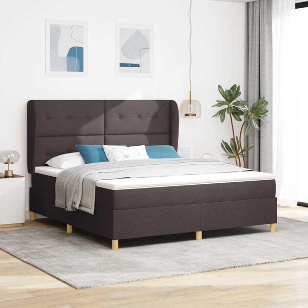 vidaXL Boxspringbett mit Matratze Dunkelgrau 90x190 cm Dunkelbraun