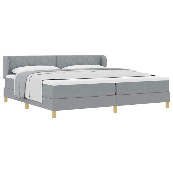 vidaXL Boxspringbett mit Matratze Hellgrau 200 x 200 cm Stoff