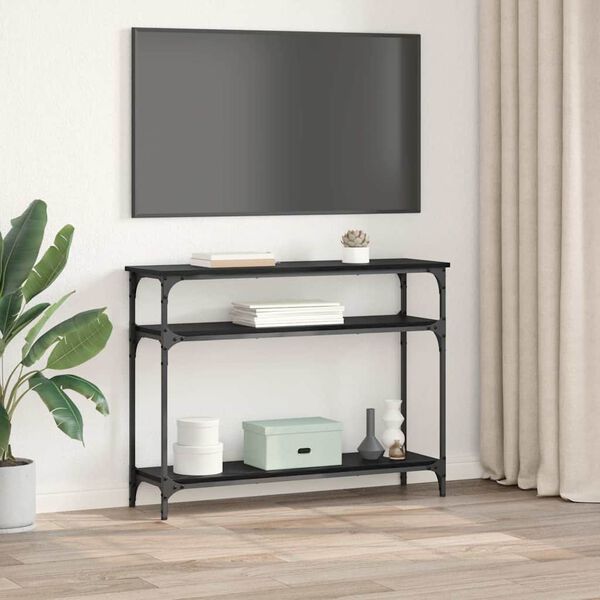 vidaXL Konsolentisch mit Regal Schwarz Eichen-Optik 100 x 29 x 75 cm