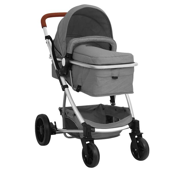 vidaXL 2-in-1-Kinderwagen Hellgrau Aluminium