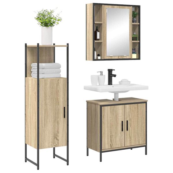 vidaXL Badezimmerm&ouml;bel Set 3 pcs Braun 60 x 30 x 60 cm Holzwerkstoff