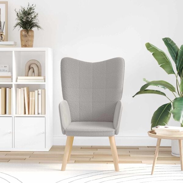 vidaXL Sessel Hellgrau 62 x 67 x 95,5 cm Sherpa-Stoff